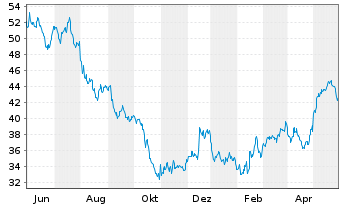 Chart Cognex Corp. - 1 Jahr